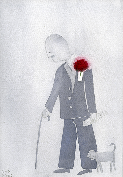 Homem com flôr na lapela